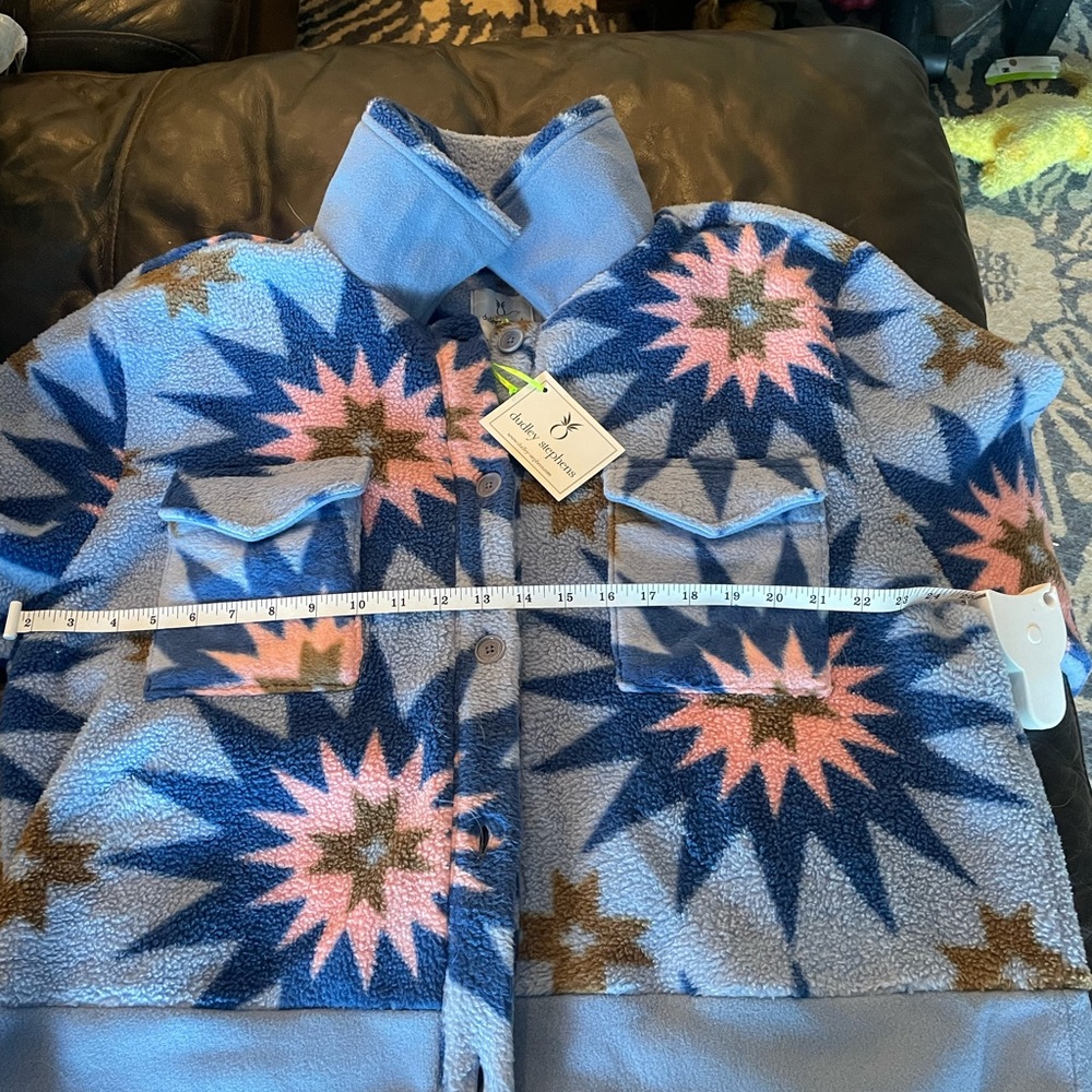 Stylish Blue Patterned Jacket - Picture 6 of 7